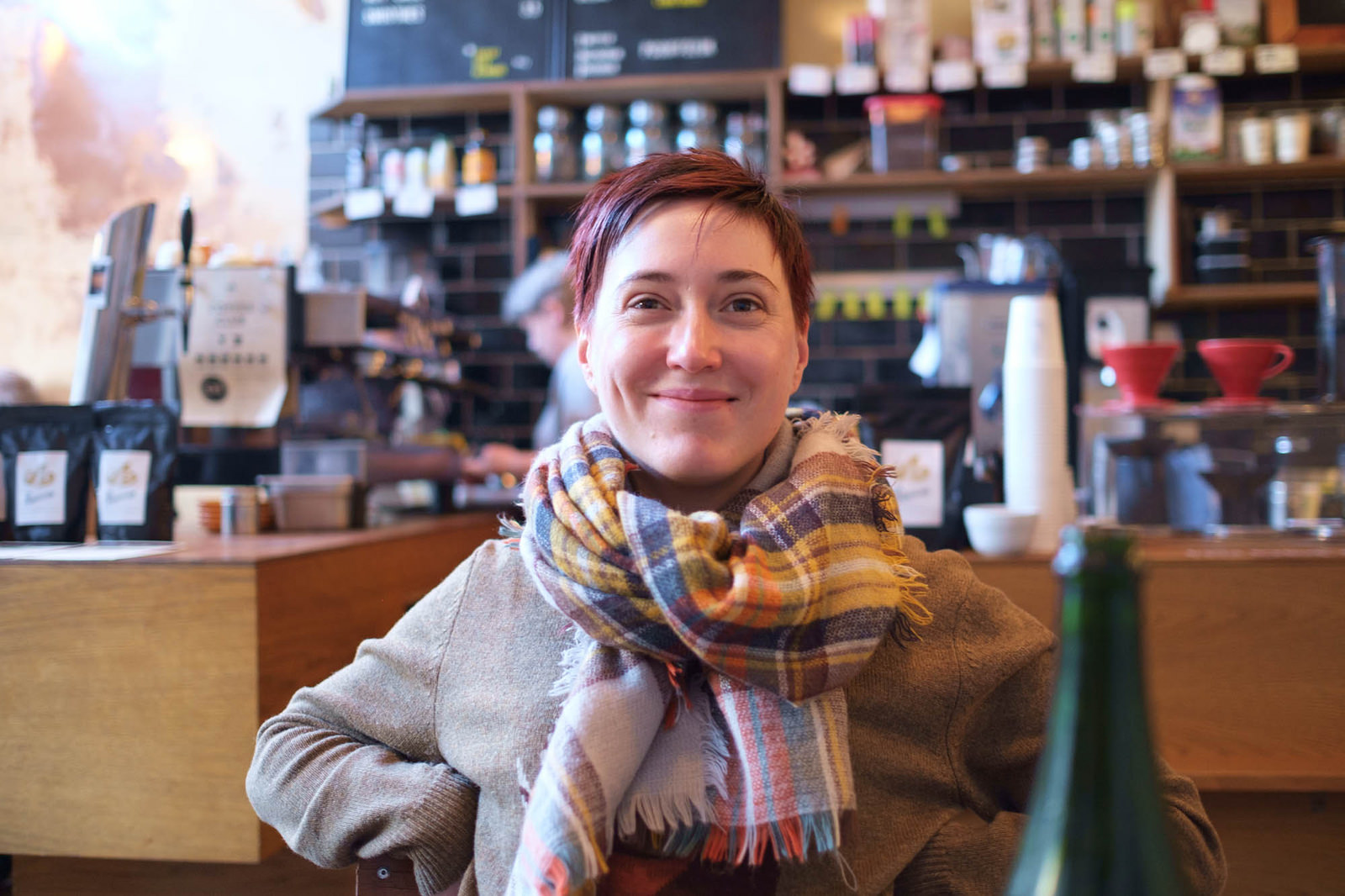   Loving the cozy factor in an intimate coffee shop in Glasgow, Scotland. Even if you go alone, it's easy to make new friends in a wee cafe like this.  
